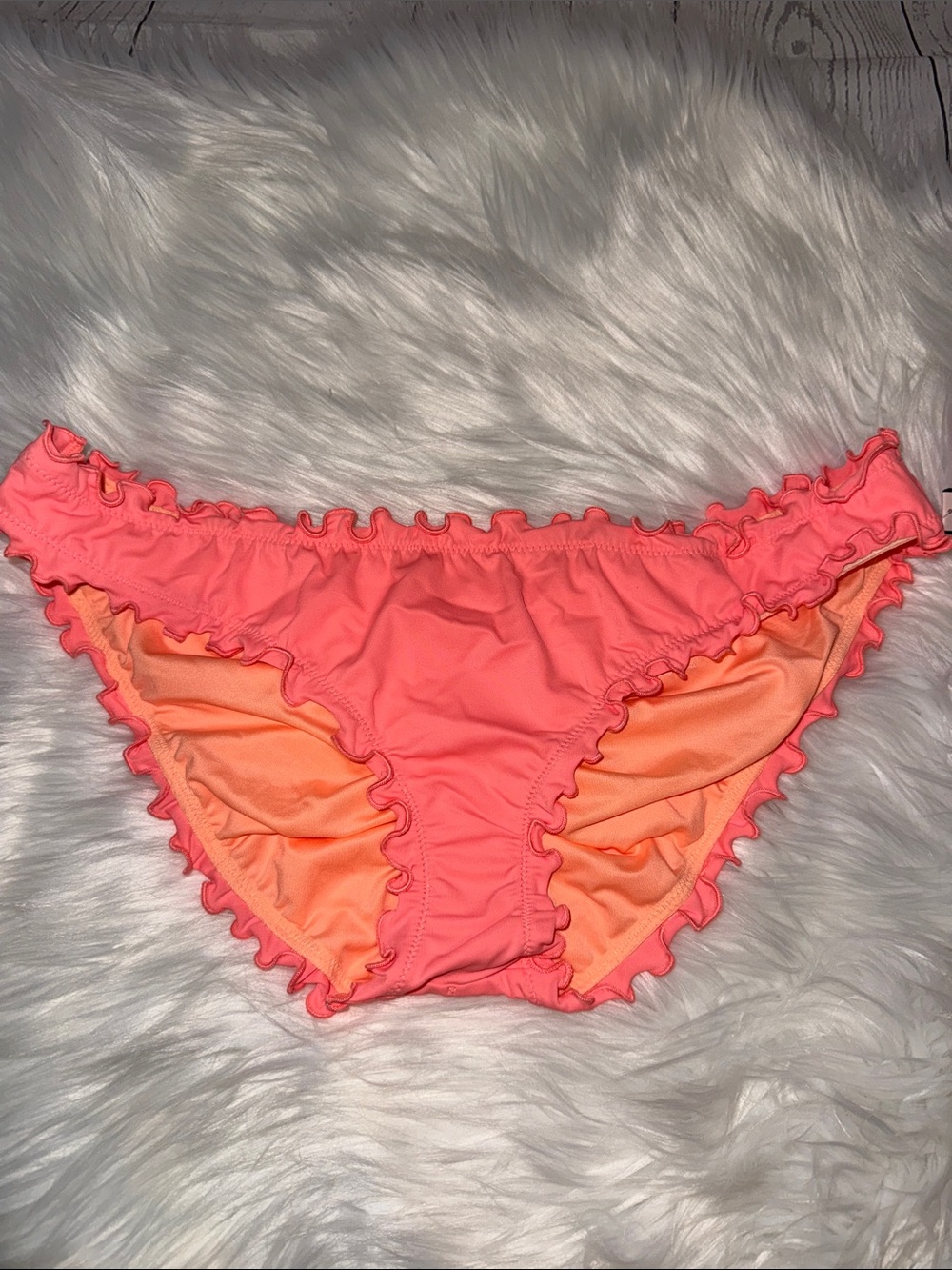 Victoria's Secret Coral/Peach Ruffle Bikini Bottoms